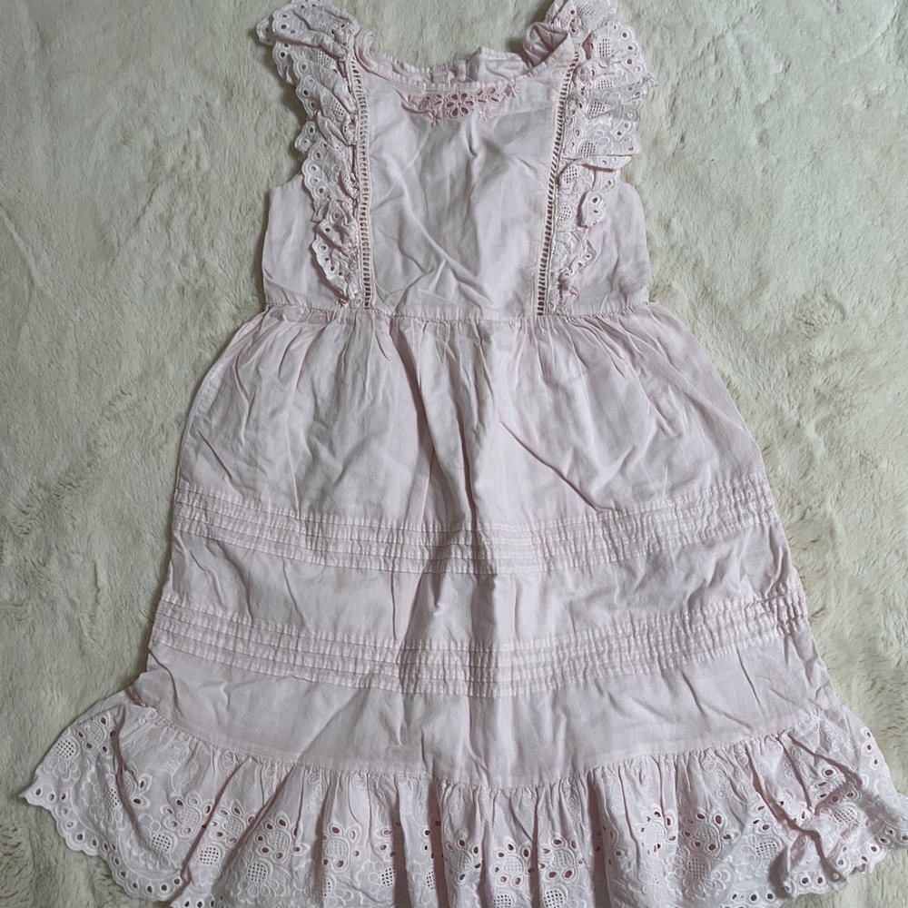 Janie and Jack Light Pink Eyelet Ruffle Dress